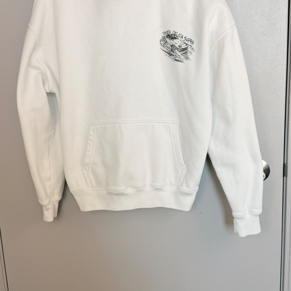 Hollister Toyota Celica Supra Graphic Hoodie White Boxy Fit Mens Medium JDM Car - Picture 9 of 12